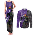 Personalised Storm And Panthers Rugby 2024 Couples Matching Tank Maxi Dress and Long Sleeve Button Shirt Go Champions Grand Final Dynamic Style