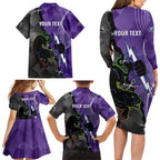 Personalised Storm And Panthers Rugby 2024 Family Matching Long Sleeve Bodycon Dress and Hawaiian Shirt Go Champions Grand Final Dynamic Style