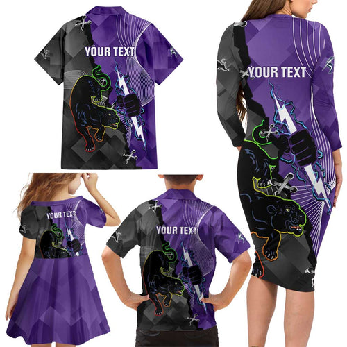 Personalised Storm And Panthers Rugby 2024 Family Matching Long Sleeve Bodycon Dress and Hawaiian Shirt Go Champions Grand Final Dynamic Style