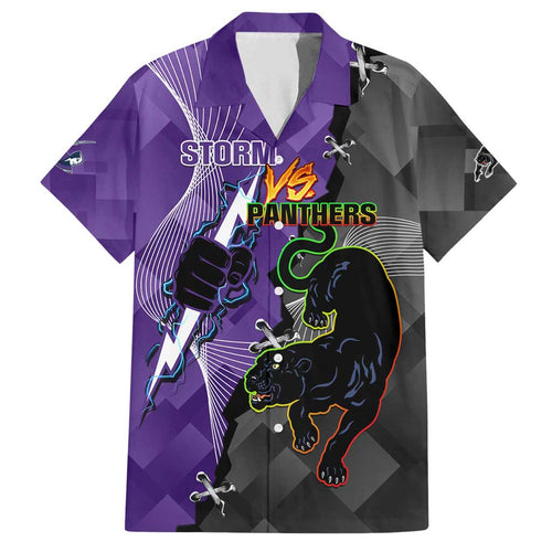 Personalised Storm And Panthers Rugby 2024 Family Matching Long Sleeve Bodycon Dress and Hawaiian Shirt Go Champions Grand Final Dynamic Style