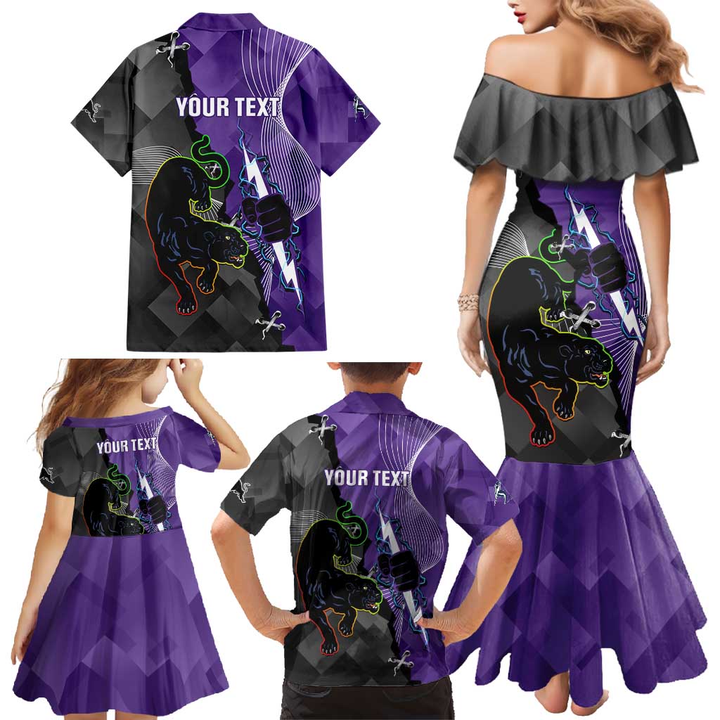 Personalised Storm And Panthers Rugby 2024 Family Matching Mermaid Dress and Hawaiian Shirt Go Champions Grand Final Dynamic Style