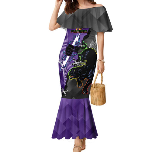 Personalised Storm And Panthers Rugby 2024 Family Matching Mermaid Dress and Hawaiian Shirt Go Champions Grand Final Dynamic Style