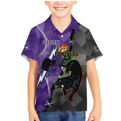 Personalised Storm And Panthers Rugby 2024 Family Matching Mermaid Dress and Hawaiian Shirt Go Champions Grand Final Dynamic Style