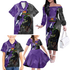Personalised Storm And Panthers Rugby 2024 Family Matching Off The Shoulder Long Sleeve Dress and Hawaiian Shirt Go Champions Grand Final Dynamic Style