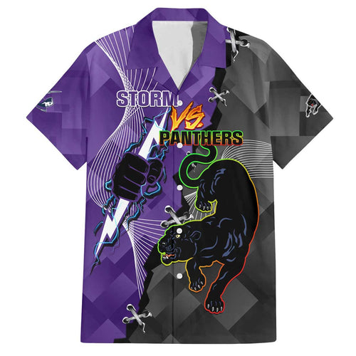 Personalised Storm And Panthers Rugby 2024 Family Matching Off The Shoulder Long Sleeve Dress and Hawaiian Shirt Go Champions Grand Final Dynamic Style