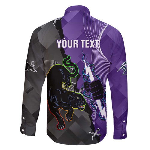 Personalised Storm And Panthers Rugby 2024 Family Matching Off The Shoulder Long Sleeve Dress and Hawaiian Shirt Go Champions Grand Final Dynamic Style