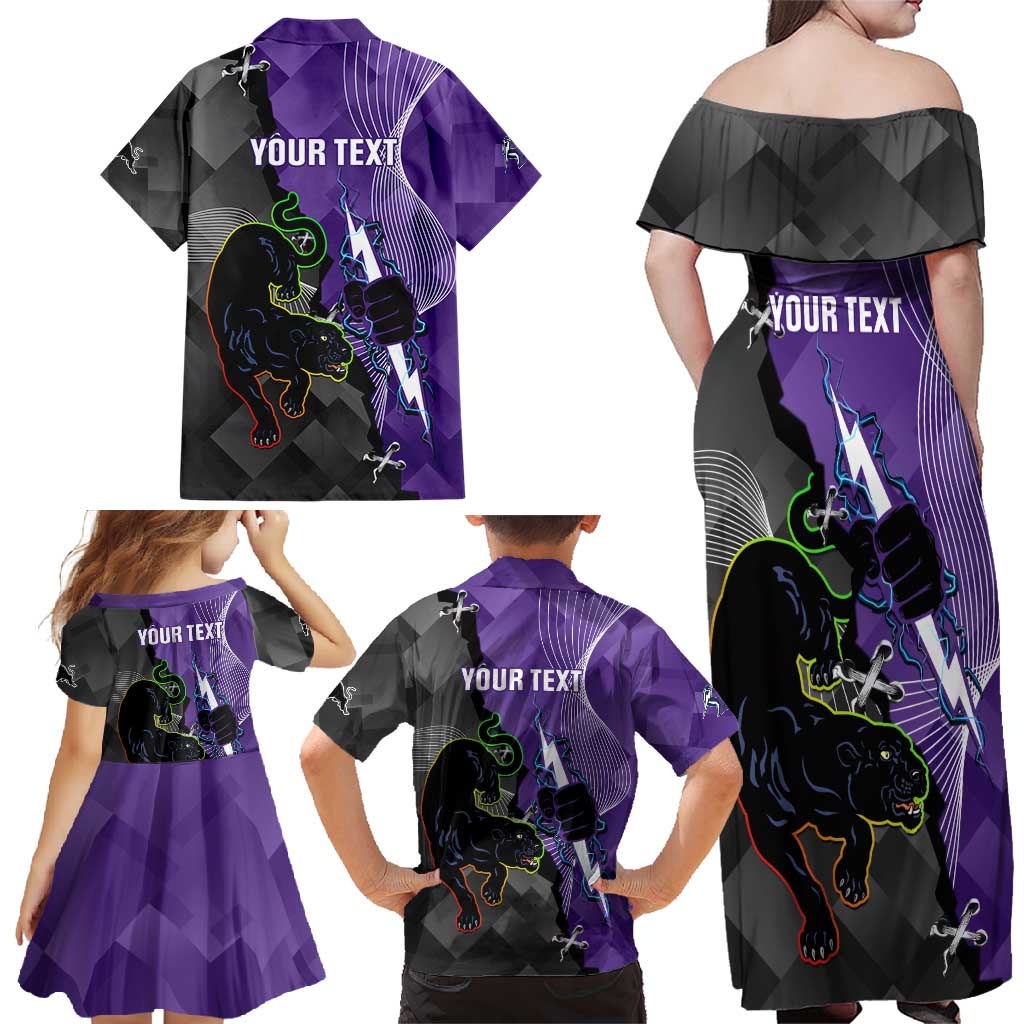 Personalised Storm And Panthers Rugby 2024 Family Matching Off Shoulder Maxi Dress and Hawaiian Shirt Go Champions Grand Final Dynamic Style