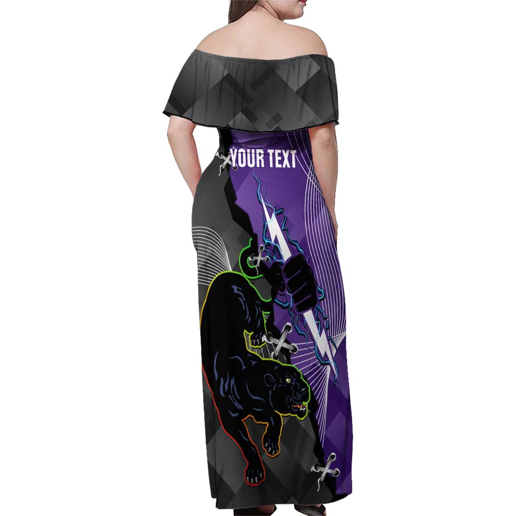 Personalised Storm And Panthers Rugby 2024 Family Matching Off Shoulder Maxi Dress and Hawaiian Shirt Go Champions Grand Final Dynamic Style