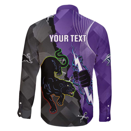 Personalised Storm And Panthers Rugby 2024 Family Matching Short Sleeve Bodycon Dress and Hawaiian Shirt Go Champions Grand Final Dynamic Style