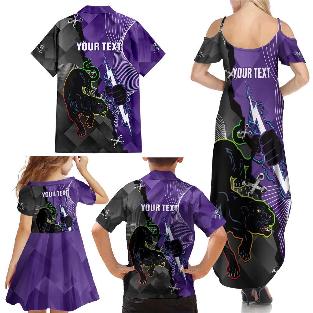 Personalised Storm And Panthers Rugby 2024 Family Matching Summer Maxi Dress and Hawaiian Shirt Go Champions Grand Final Dynamic Style