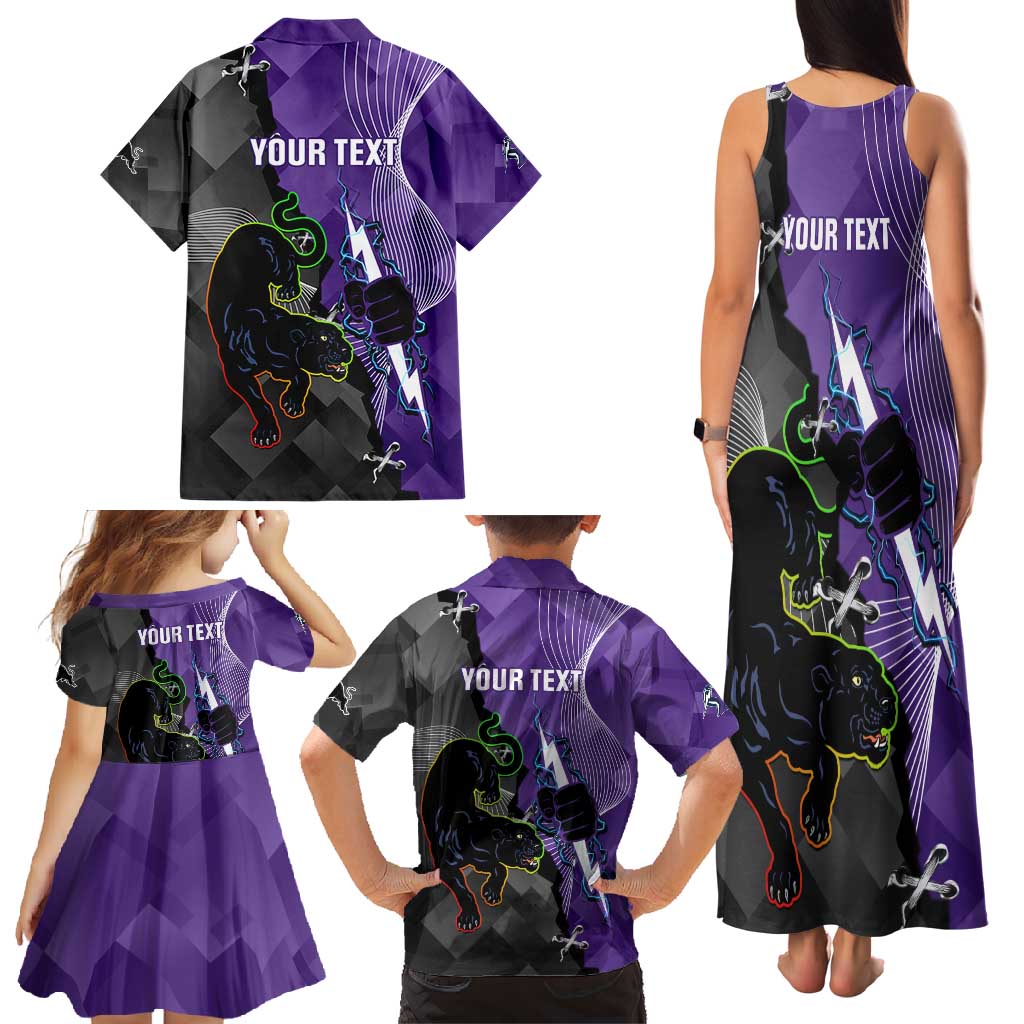 Personalised Storm And Panthers Rugby 2024 Family Matching Tank Maxi Dress and Hawaiian Shirt Go Champions Grand Final Dynamic Style