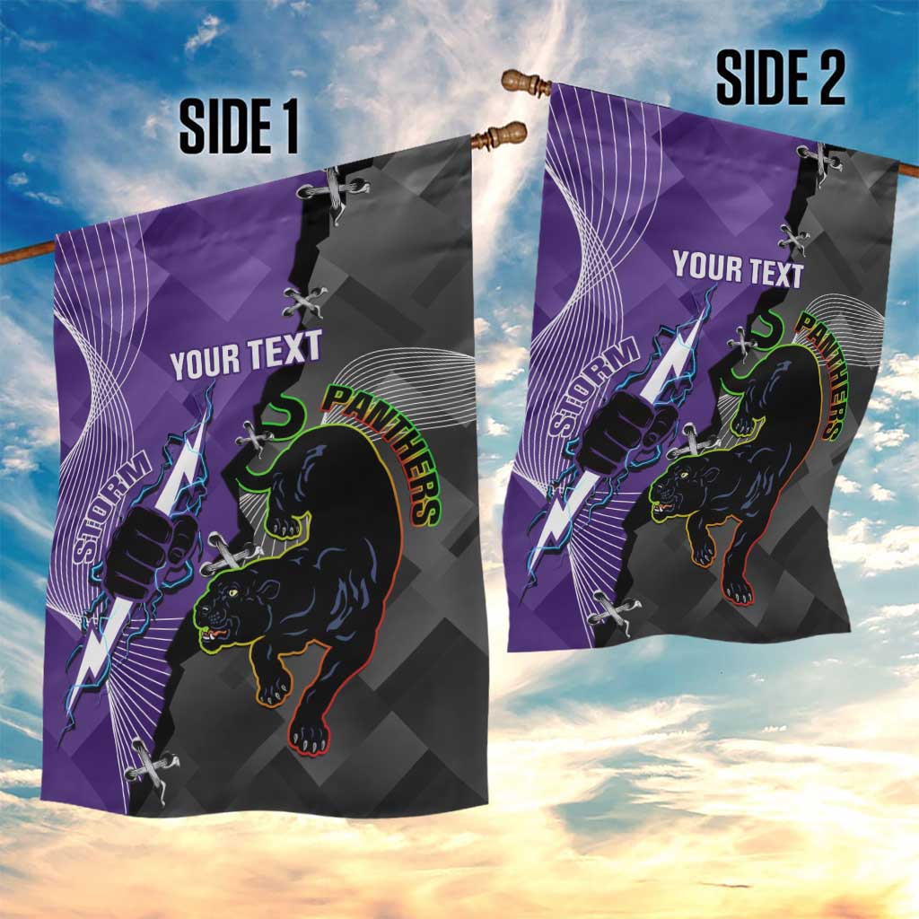 Personalised Storm And Panthers Rugby 2024 Garden Flag Go Champions Grand Final Dynamic Style