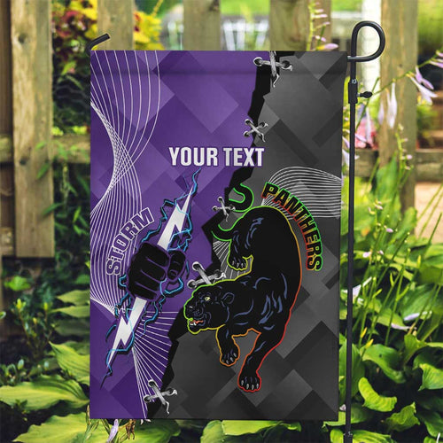 Personalised Storm And Panthers Rugby 2024 Garden Flag Go Champions Grand Final Dynamic Style