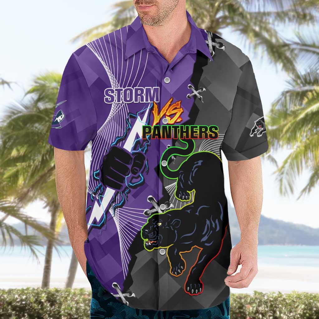 Personalised Storm And Panthers Rugby 2024 Hawaiian Shirt Go Champions Grand Final Dynamic Style