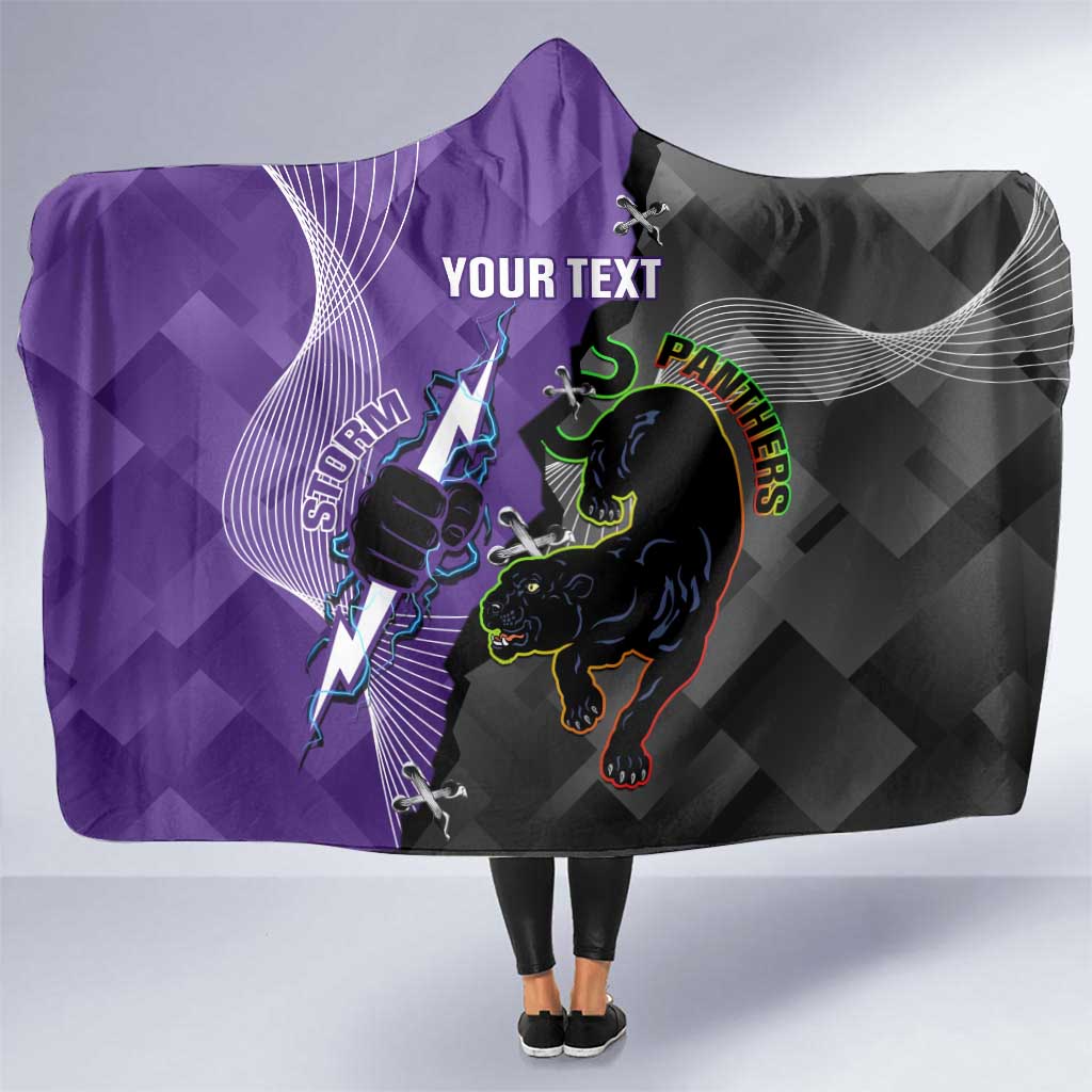 Personalised Storm And Panthers Rugby 2024 Hooded Blanket Go Champions Grand Final Dynamic Style