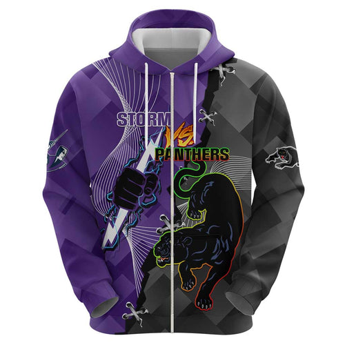 Personalised Storm And Panthers Rugby 2024 Hoodie Go Champions Grand Final Dynamic Style