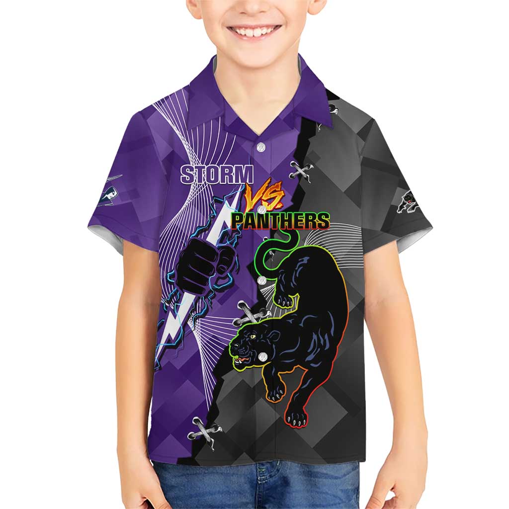 Personalised Storm And Panthers Rugby 2024 Kid Hawaiian Shirt Go Champions Grand Final Dynamic Style