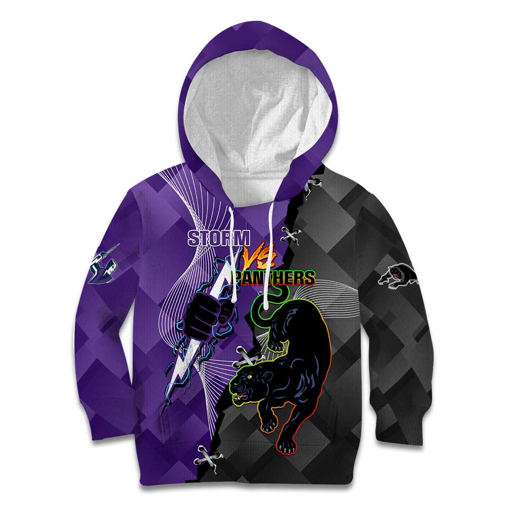 Personalised Storm And Panthers Rugby 2024 Kid Hoodie Go Champions Grand Final Dynamic Style