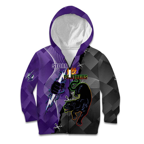 Personalised Storm And Panthers Rugby 2024 Kid Hoodie Go Champions Grand Final Dynamic Style