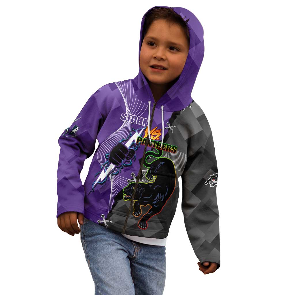 Personalised Storm And Panthers Rugby 2024 Kid Hoodie Go Champions Grand Final Dynamic Style
