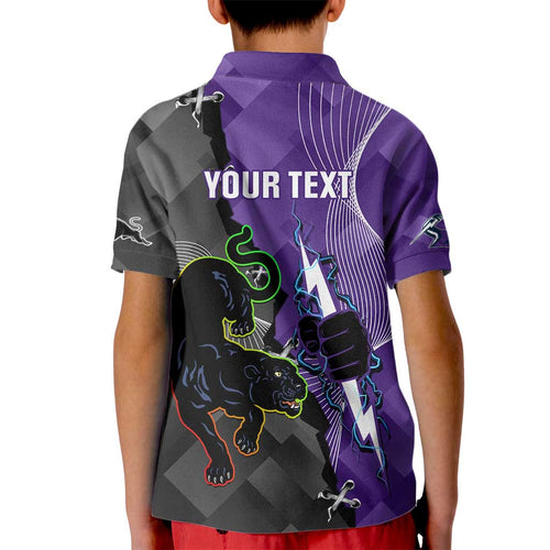 Personalised Storm And Panthers Rugby 2024 Kid Polo Shirt Go Champions Grand Final Dynamic Style