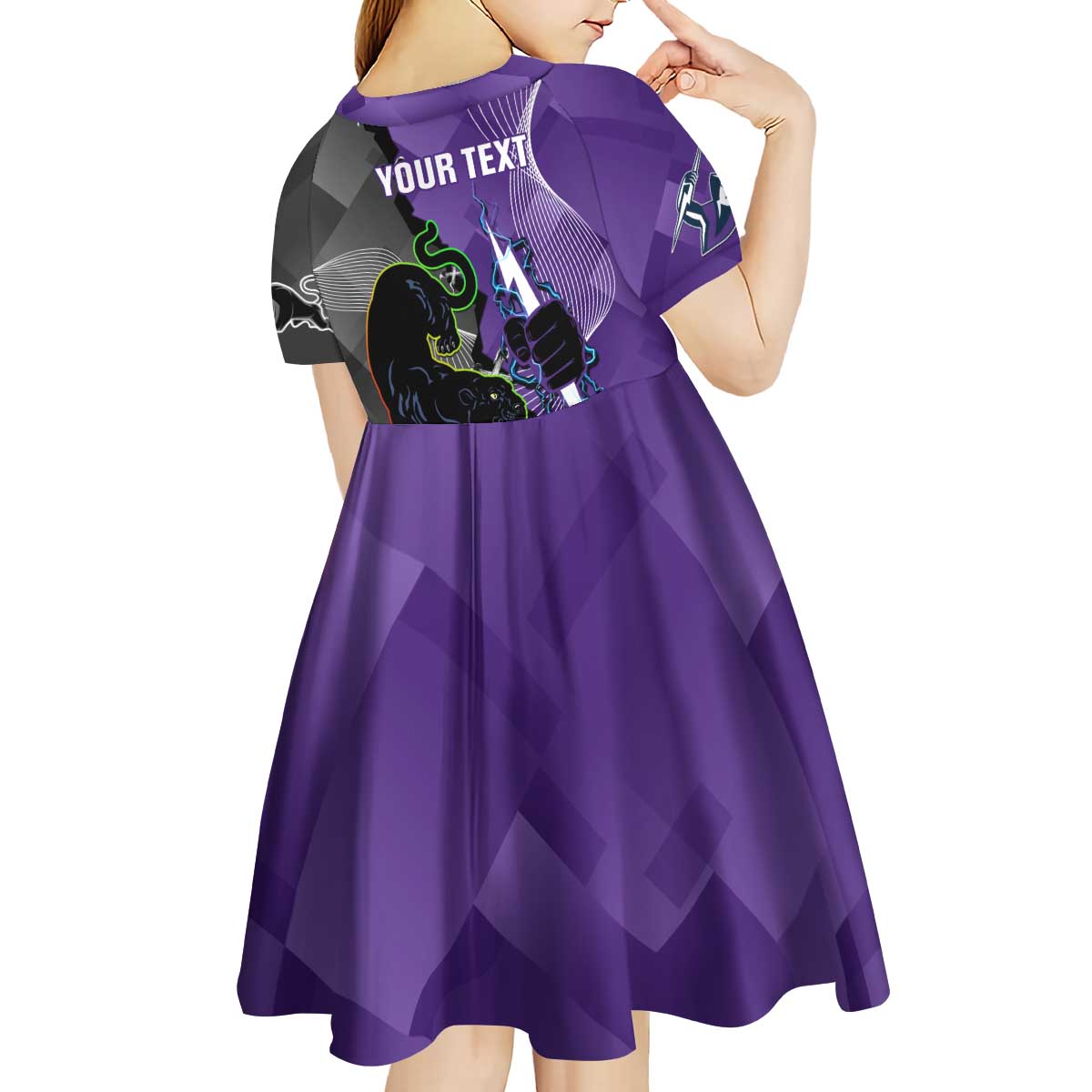 Personalised Storm And Panthers Rugby 2024 Kid Short Sleeve Dress Go Champions Grand Final Dynamic Style