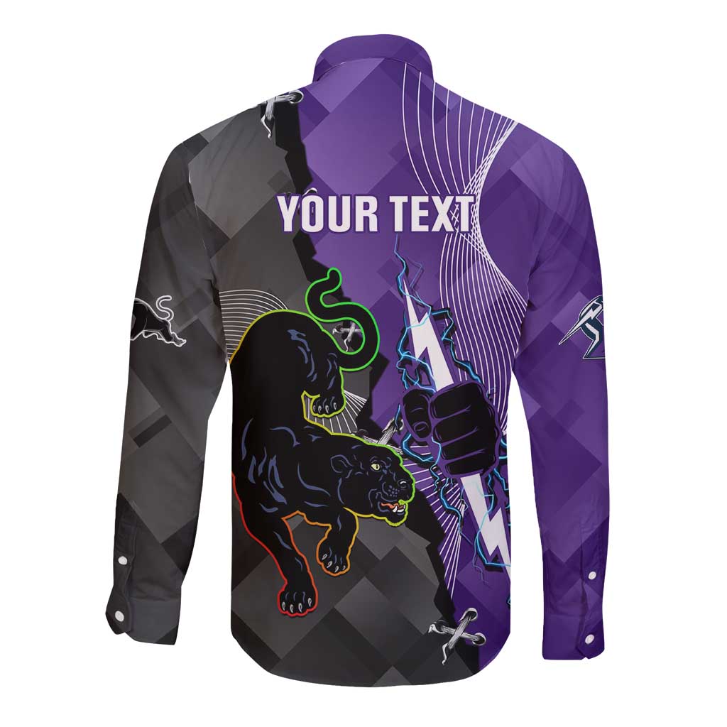 Personalised Storm And Panthers Rugby 2024 Long Sleeve Button Shirt Go Champions Grand Final Dynamic Style