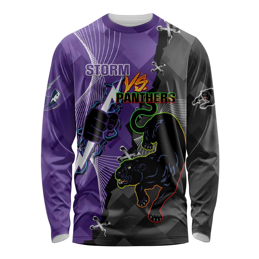Personalised Storm And Panthers Rugby 2024 Long Sleeve Shirt Go Champions Grand Final Dynamic Style