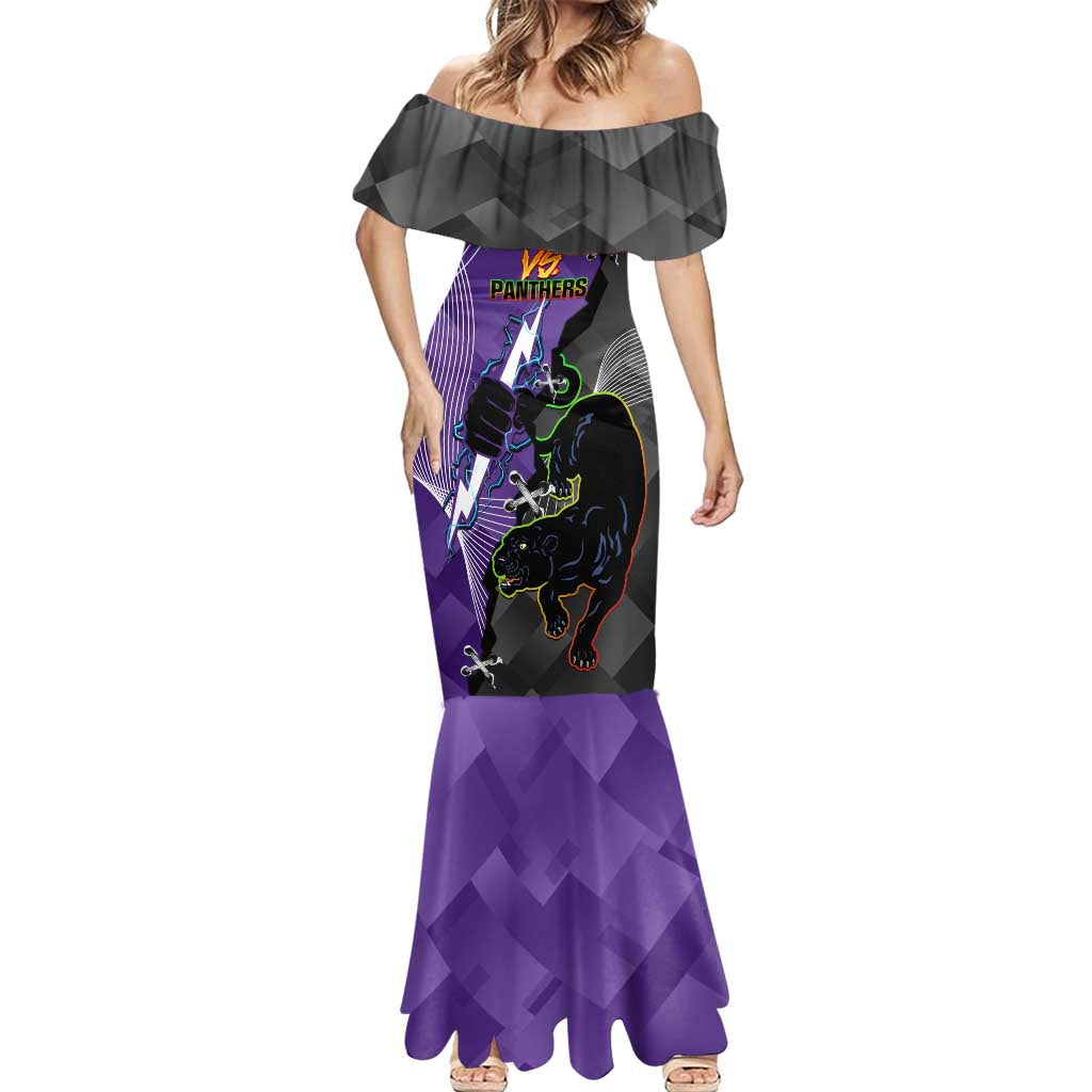 Personalised Storm And Panthers Rugby 2024 Mermaid Dress Go Champions Grand Final Dynamic Style