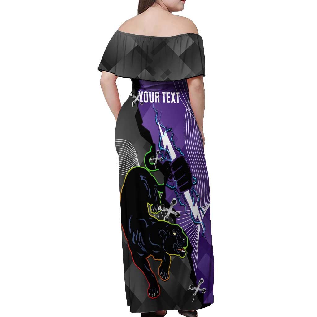 Personalised Storm And Panthers Rugby 2024 Off Shoulder Maxi Dress Go Champions Grand Final Dynamic Style