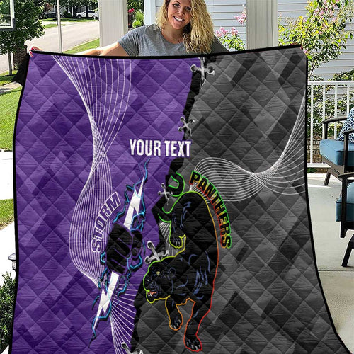 Personalised Storm And Panthers Rugby 2024 Quilt Go Champions Grand Final Dynamic Style