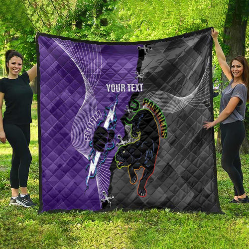 Personalised Storm And Panthers Rugby 2024 Quilt Go Champions Grand Final Dynamic Style