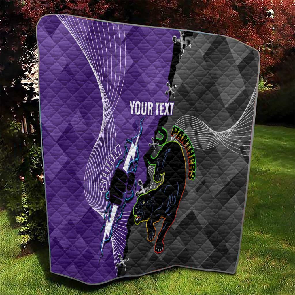 Personalised Storm And Panthers Rugby 2024 Quilt Go Champions Grand Final Dynamic Style