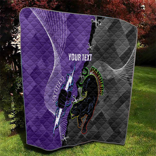 Personalised Storm And Panthers Rugby 2024 Quilt Go Champions Grand Final Dynamic Style