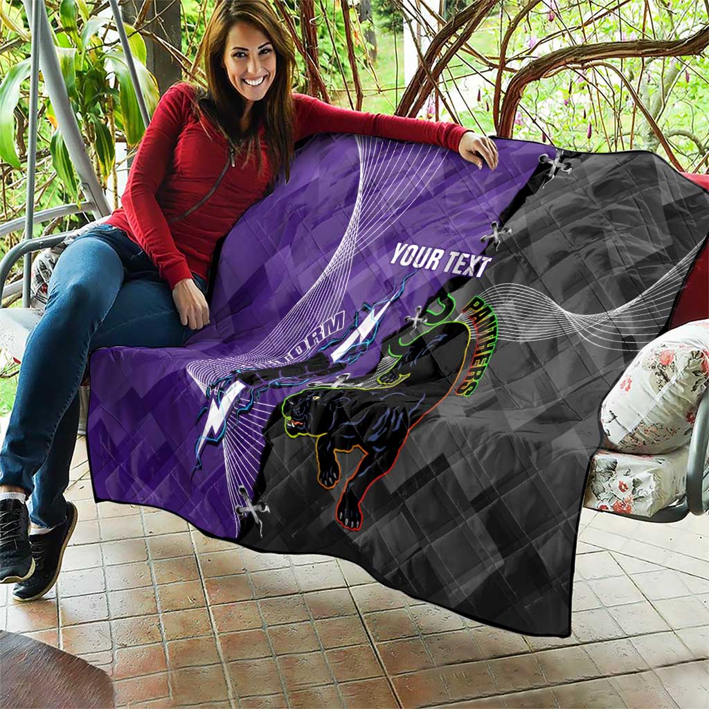 Personalised Storm And Panthers Rugby 2024 Quilt Go Champions Grand Final Dynamic Style