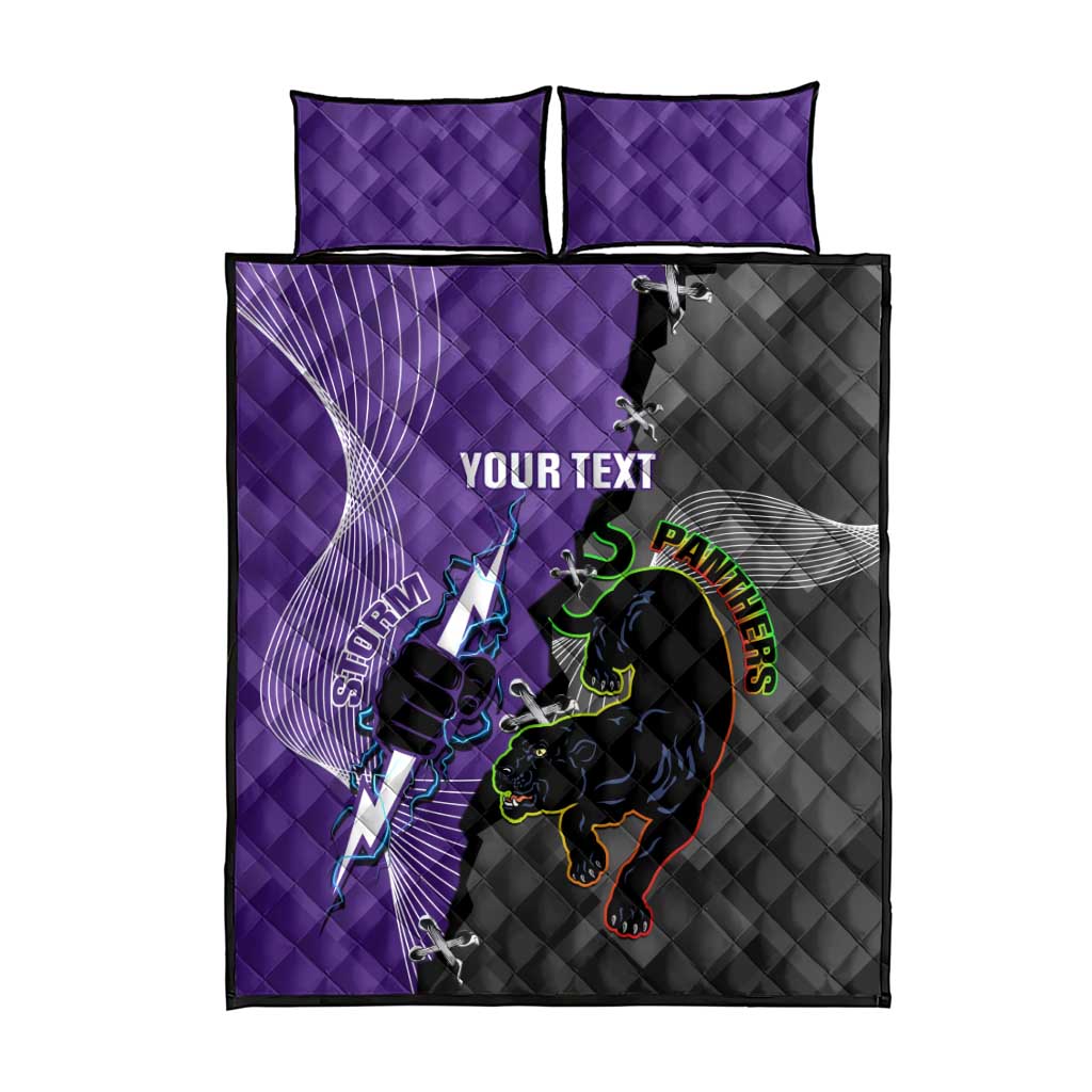 Personalised Storm And Panthers Rugby 2024 Quilt Bed Set Go Champions Grand Final Dynamic Style