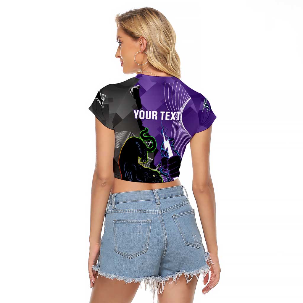 Personalised Storm And Panthers Rugby 2024 Raglan Cropped T Shirt Go Champions Grand Final Dynamic Style