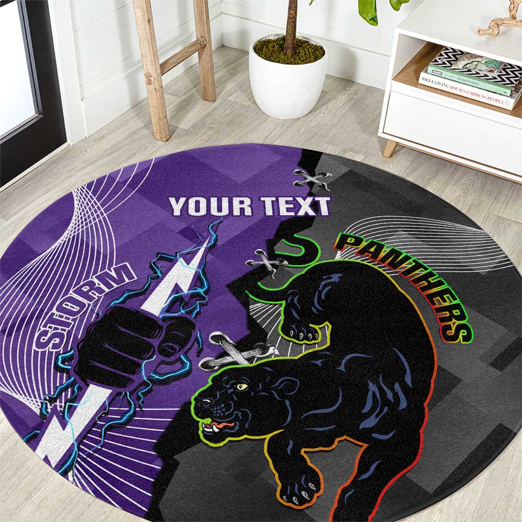 Personalised Storm And Panthers Rugby 2024 Round Carpet Go Champions Grand Final Dynamic Style