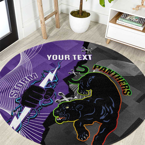 Personalised Storm And Panthers Rugby 2024 Round Carpet Go Champions Grand Final Dynamic Style