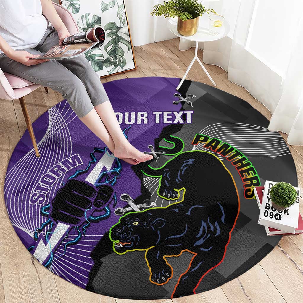 Personalised Storm And Panthers Rugby 2024 Round Carpet Go Champions Grand Final Dynamic Style