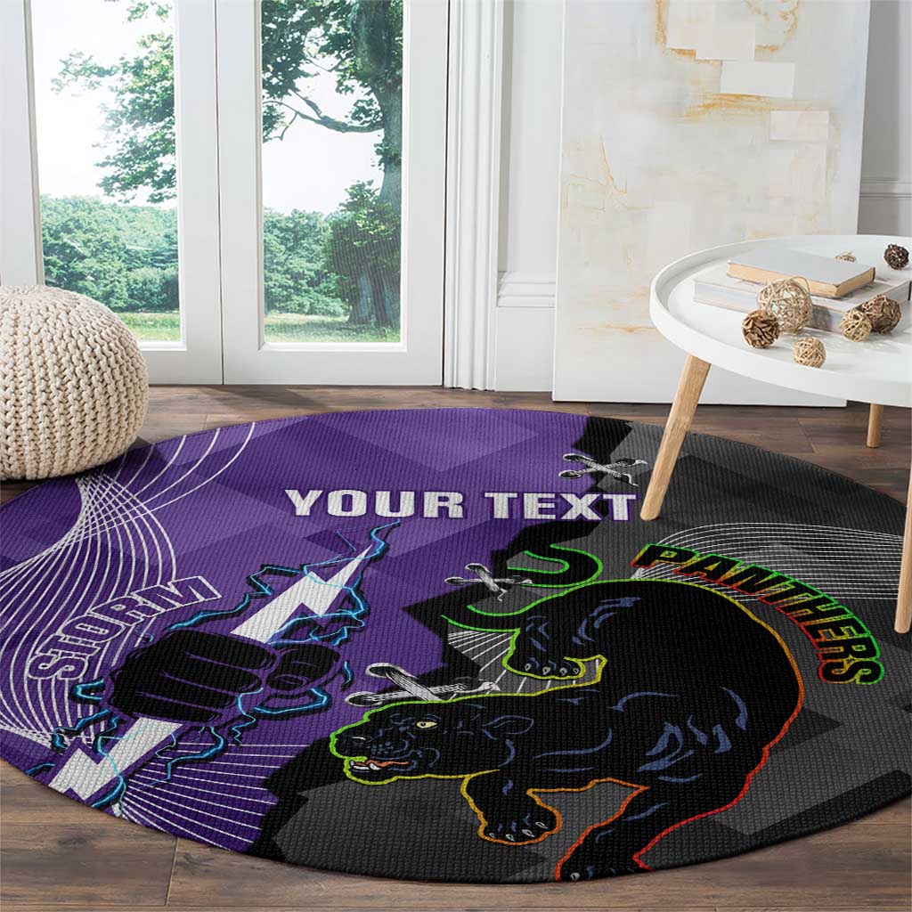 Personalised Storm And Panthers Rugby 2024 Round Carpet Go Champions Grand Final Dynamic Style
