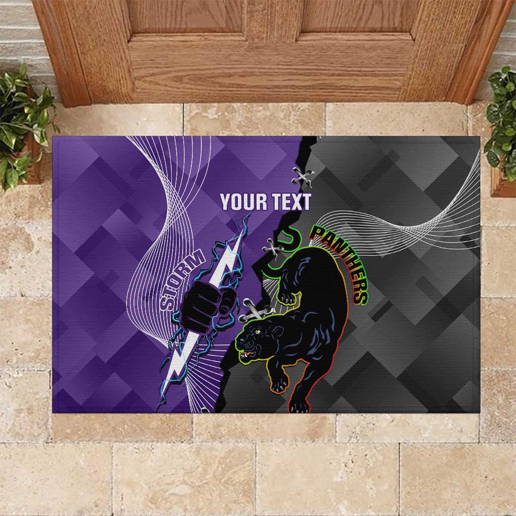 Personalised Storm And Panthers Rugby 2024 Rubber Doormat Go Champions Grand Final Dynamic Style