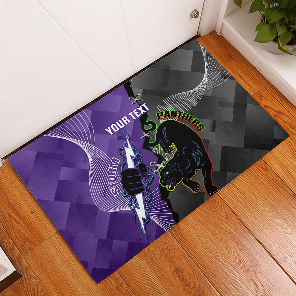Personalised Storm And Panthers Rugby 2024 Rubber Doormat Go Champions Grand Final Dynamic Style