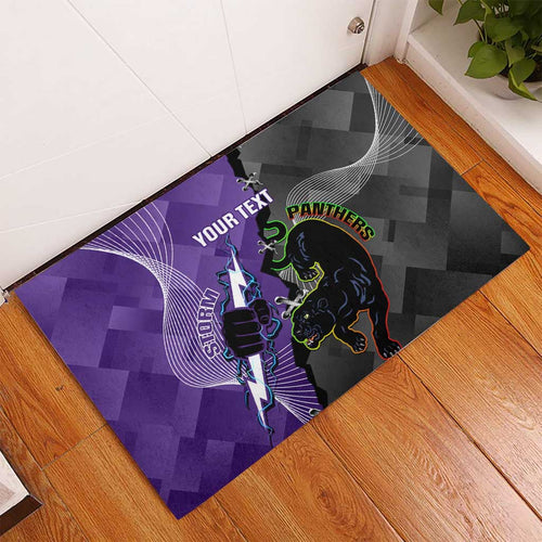Personalised Storm And Panthers Rugby 2024 Rubber Doormat Go Champions Grand Final Dynamic Style