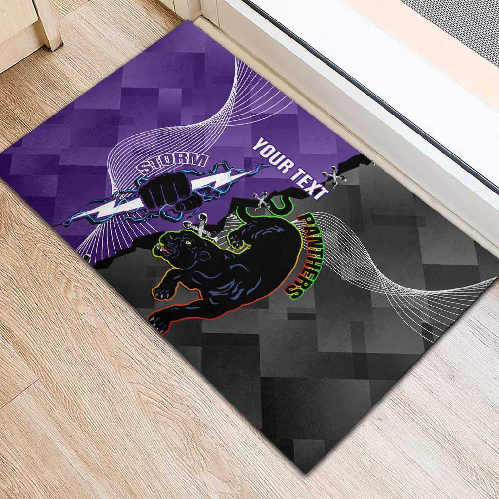 Personalised Storm And Panthers Rugby 2024 Rubber Doormat Go Champions Grand Final Dynamic Style