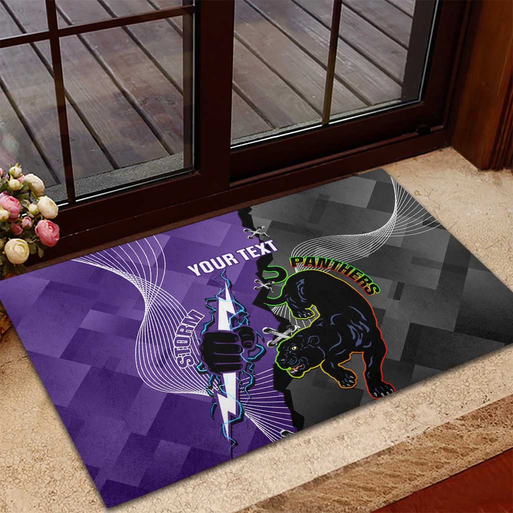 Personalised Storm And Panthers Rugby 2024 Rubber Doormat Go Champions Grand Final Dynamic Style