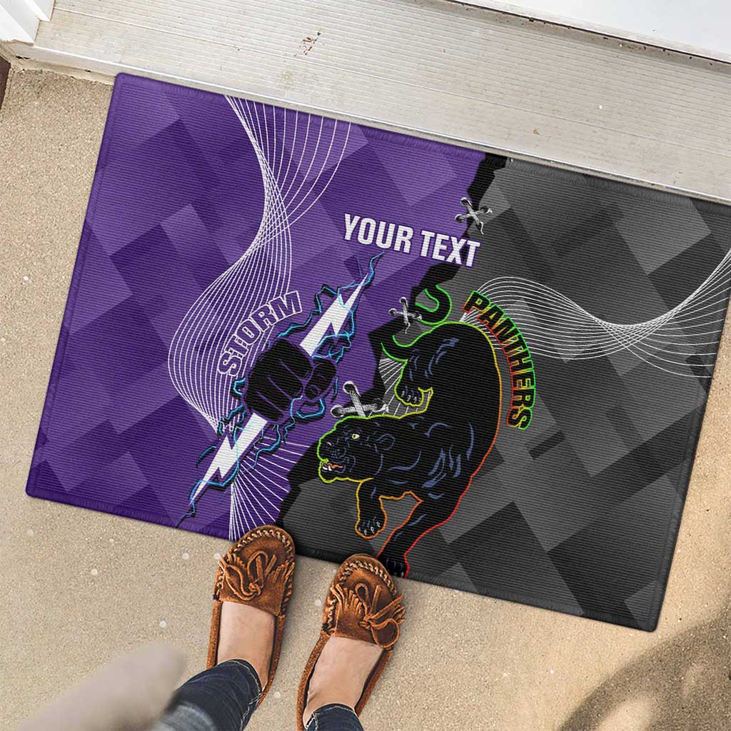 Personalised Storm And Panthers Rugby 2024 Rubber Doormat Go Champions Grand Final Dynamic Style