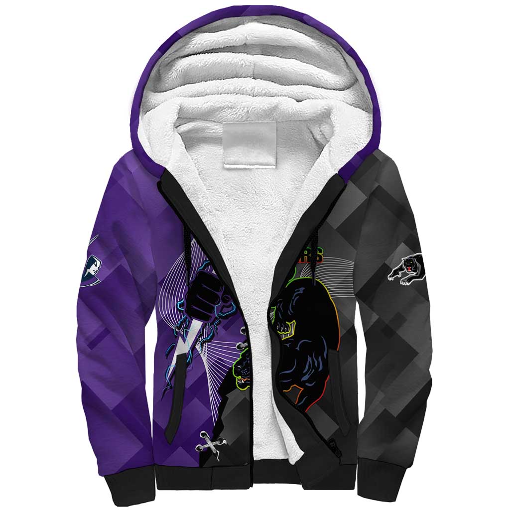 Personalised Storm And Panthers Rugby 2024 Sherpa Hoodie Go Champions Grand Final Dynamic Style