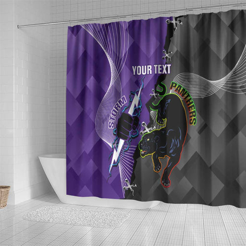 Personalised Storm And Panthers Rugby 2024 Shower Curtain Go Champions Grand Final Dynamic Style