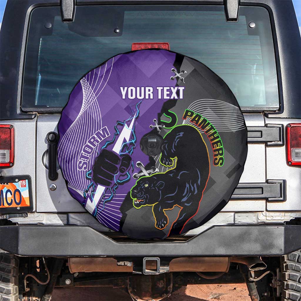 Personalised Storm And Panthers Rugby 2024 Spare Tire Cover Go Champions Grand Final Dynamic Style